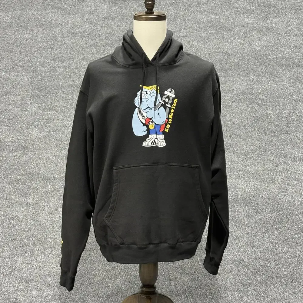 Adidas Originals Hoodie Mens Extra Large Black Key to New York Graphic Pullover